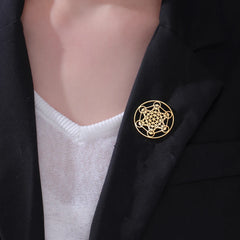 Dawapara Metatron Brooch Archangel Sacred Geometry Symbol Lapel Pins Spiritual Gift Stainless Steel Jewelry