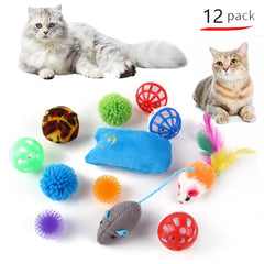 DualPet Kitten Toys Variety Cat Toy Combination Set Cat Toy Funny Cat Stick Sisal Mouse Bell Ball Cat Supplies 20 Piece Set Pet Shop