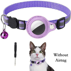 Anti-Lost Cat Collar for Airtag GPS Tracker Protective Case With Bell Reflective Cats Accessories Pet Products