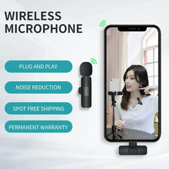 2.4G Wireless Lavalier Microphone Portable Audio Video Recording Mini Mic for iPhone Android Live Broadcast Gaming Phone
