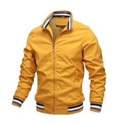 Men's  Autumn and Winter Stand Casual Zipper Jacket Outdoor Sports Coat Windbreaker Jacket for Men Waterproof Bomber