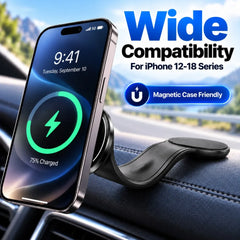 Vyvylabs Magnetic Car Phone Holder 15W Wireless Charger Bendable Car Phone Mount for iPhone 12-18 Stand Dashboard Center Console