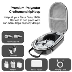 Hard Carrying Case Drop-resistant Portable Storage Bag Travel Carry Bag for Meta Quest 3/3S VR Headset Controller Accessories
