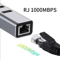 USB 3.0 HUB 1000Mbps 3 Ports USB 3.0 Type C HUB USB to Rj45 Gigabit Ethernet Adapter RTL8153 for MacBook Laptop Computer