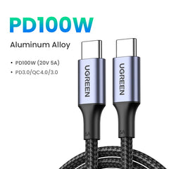 UGREEN 100W USB Type C To USB C Cable for MacBook iPhone18 17 16 iPad Samsung S26 PD Fast Charging Charger Cord 5A E-Marker Chip