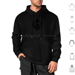 Khanda Hoodie Cotton Long Sleeve Khanda Sikhi Sikh Sikhism Religion Religious Punjab Punjabi Singh Kaur Sikh Symbol