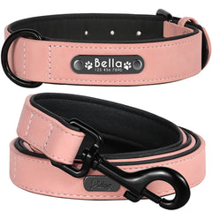 Custom Leather Dog Collar Leash Personalized Pet Collar and Leash Set Durable Leather Collar Lead for Small Medium Large Dogs Pet Shop