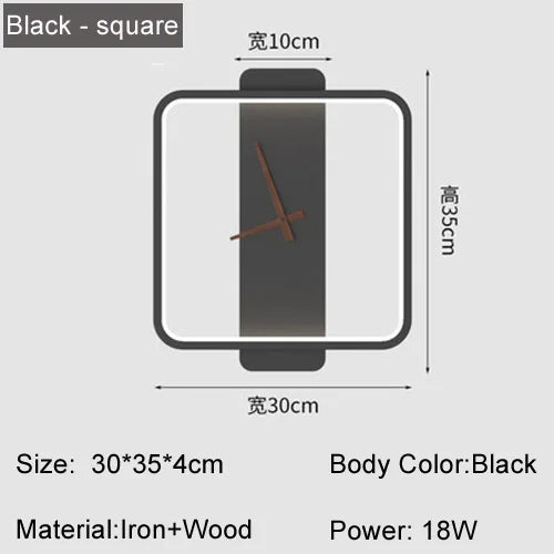 Nordic LED Wall Clock Lamp – Modern Decor Wall Light