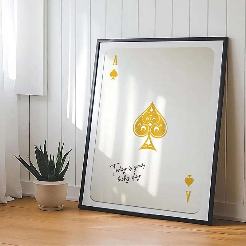 1pcs Ace Card Positive Sayings Print Fashion Canvas Wall Art Canvas Print Aesthetic Decor Vintage Bedroom Cute Poster  wall art
