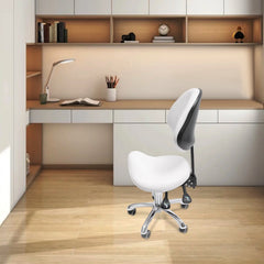 White Saddle Rolling Adjustable office Chair Adjustable Height Ergonomic Saddle Stool for Kitchen Salon Work Area Clinic Living Room Furniture