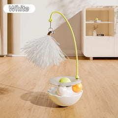 Funny Tumbler Cat Toys for Bite Resistant Removable Turntable Plush Feathers Cat Toy Interactive Cat Teasing Stick Pet Shop