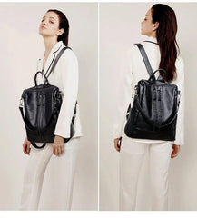 Women Soft Leather Backpack School Black Casual Multifunctional College Bag Large Capacity Shoulder Bags Travel Tote Backpack