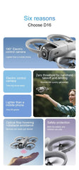 D16 Mini Drone 8K HD Dual Camera Profesional 180° Electric Adjustable GPS Positioning Obstacle avoidance Bushless UAV 2026 New
