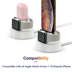 New Upgraded 2-in-1 Silicone Stand for Apple Watch iphone for Airpods Charging Base for iwatch Night Dock for IPhone14 15Pro Max