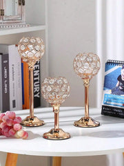 Gold & Silver Classic Crystal Metal Candlestick Holder Luxury Decor for Wedding Candlelight Dinner Valentine Ramadan Birthday