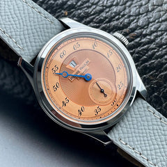Spot goods NEW Pierre Paulin Jumping Hour Men Watch Salmon Dial Automatic St17 Mechanical Watch Vintage Date Window 38mm