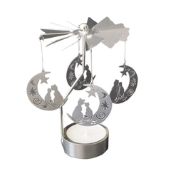 Gold Silver Candlesticks Rotating Romantic Rotation Spinning Carrousel Tea Light Candle Holder Dinner Wedding Bar Party