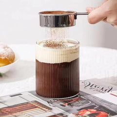 Stainless Steel Flour Sieve Fine Mesh Strainer Baking Flour Sifter With Handle Handheld Coffee Powder Mesh Sieve Baking Tools Kitchen Tools, Cooking Utensils