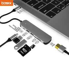 USB C HUB Type C Adapter with 4K HDMI 100W PD USB C Port SD TF Card Reader for MacBook iPad Huawei Sumsang Phone