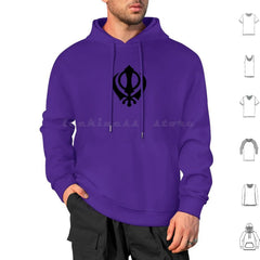 Khanda Hoodie Cotton Long Sleeve Khanda Sikhi Sikh Sikhism Religion Religious Punjab Punjabi Singh Kaur Sikh Symbol