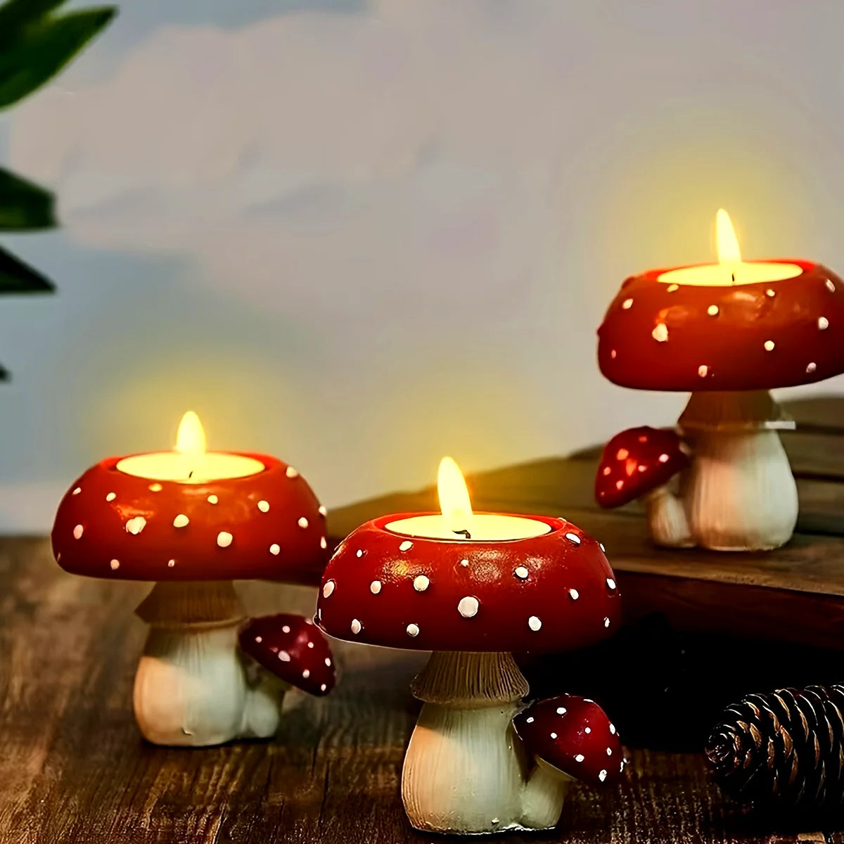 1pc Simulation Small Mushroom Home Decoration Mushroom Candle Holder Mushroom Tea Candle Candle Holder Craft Ornament