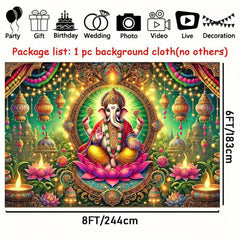 Lord Ganesha Wall Tapestry Hindu Elephant God Canvas Art  Wall Hanging Home Temple Decor Diwali Gift Yoga Meditation Room