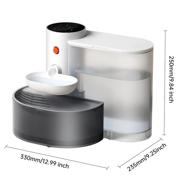 Smart Pet Water Fountain,3L Wireless Cat Water Fountain No Filter,Battery Operated Ultra Silent Cat Fountain Rechargeable