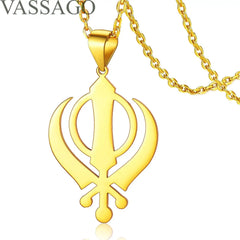 Sikhism Necklace Sikh Khanda Sword Necklace for Women Men Stainless Steel Sikhs Necklaces Sword Symbol Pendant Religious Jewelry