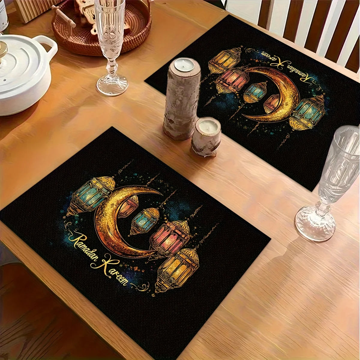 1pc Islamic Ramadan & Eid Placemats Suitable for Ramadan Mubarak - Islamic Table Mats with Arabic Calligraphy & Ramadan Kareem