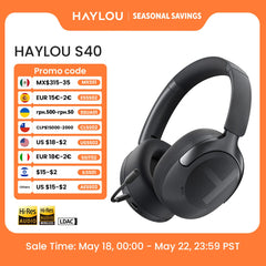 HAYLOU S40 ANC Wireless Headphone 50dB Noise Canceling Hi-Res 3D Spatial Audio Earphone with LDAC Bluetooth 6.0 Over Ear Headset