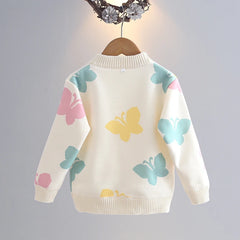Girls' Sweater Thickened Autumn/Winter New Fashionable Versatile Children's Knitted Sweater Girls' Top Sweet and Cute