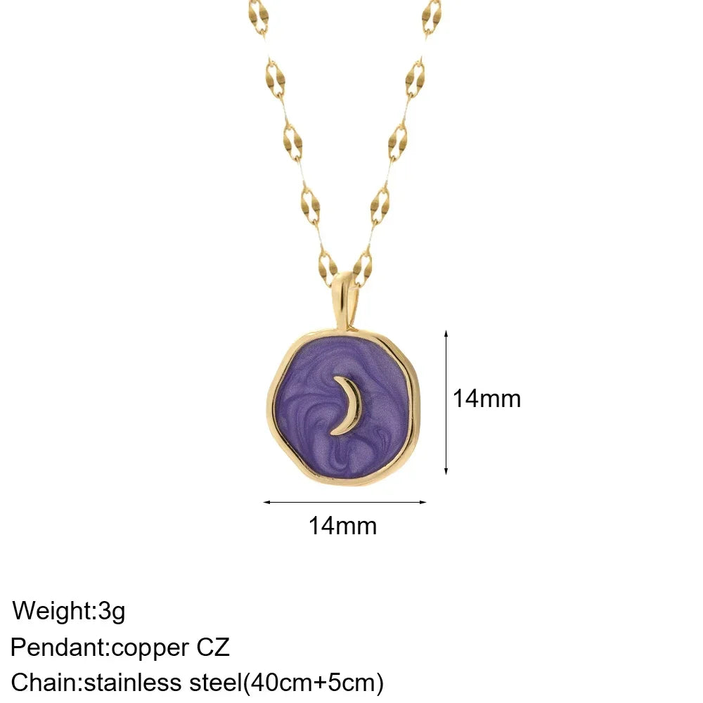 Heart Evil Blue Eye Sun Necklace for Women Cute Dog Bee Elephant Gold Color Pendant Long Stainless Steel Chains