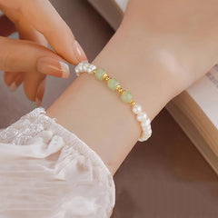 Natural Hetian Jade Green Beads Bracelet – Luxury Elegant Jewelry for Women
