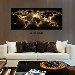 1pcs Modern Black Gold World Map Decoration Painting Living Room Sofa Background Wall Hanging Painting Office Study Entrance Mur