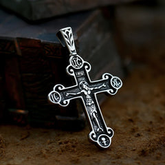 Jesus Cross Men's  Stainless Steel Crucifix Eastern Orthodox  Pendant Chain Necklace Jewelry BP8-515