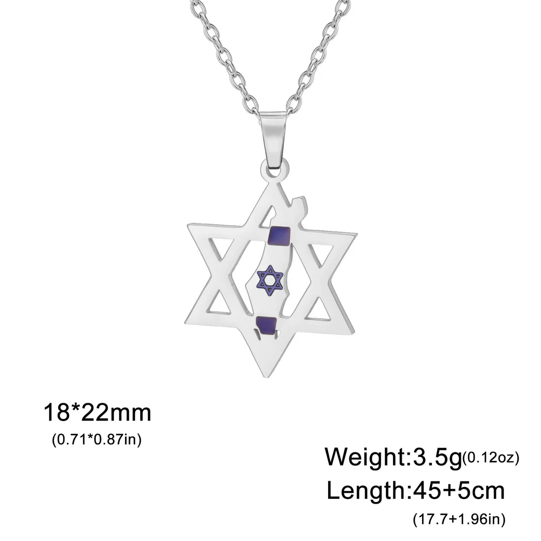 EUEAVAN Israel Palestine Map Necklaces for Women Men Stainless Steel Hebrew Star of David Pendant Jewish Jewelry Gifts Wholesale