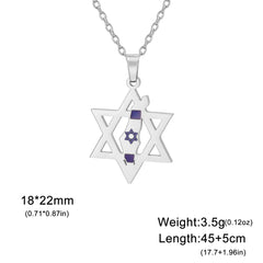 EUEAVAN Israel Palestine Map Necklaces for Women Men Stainless Steel Hebrew Star of David Pendant Jewish Jewelry Gifts Wholesale