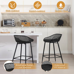 2PCS/CET Plastic Bar Stools Counter Stool with Hollow Backrest  Footrest  High Kitchen Stool for Dining Room  Bar Outdoor Patio Kitchen & Dining Furniture