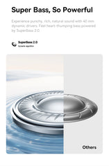Baseus Bass EH10 NC Wireless Headphones Bluetooth 6.0 Noise Canceling 45dB Over Ear HeadsetSpatial Audio Earphone 80H Time