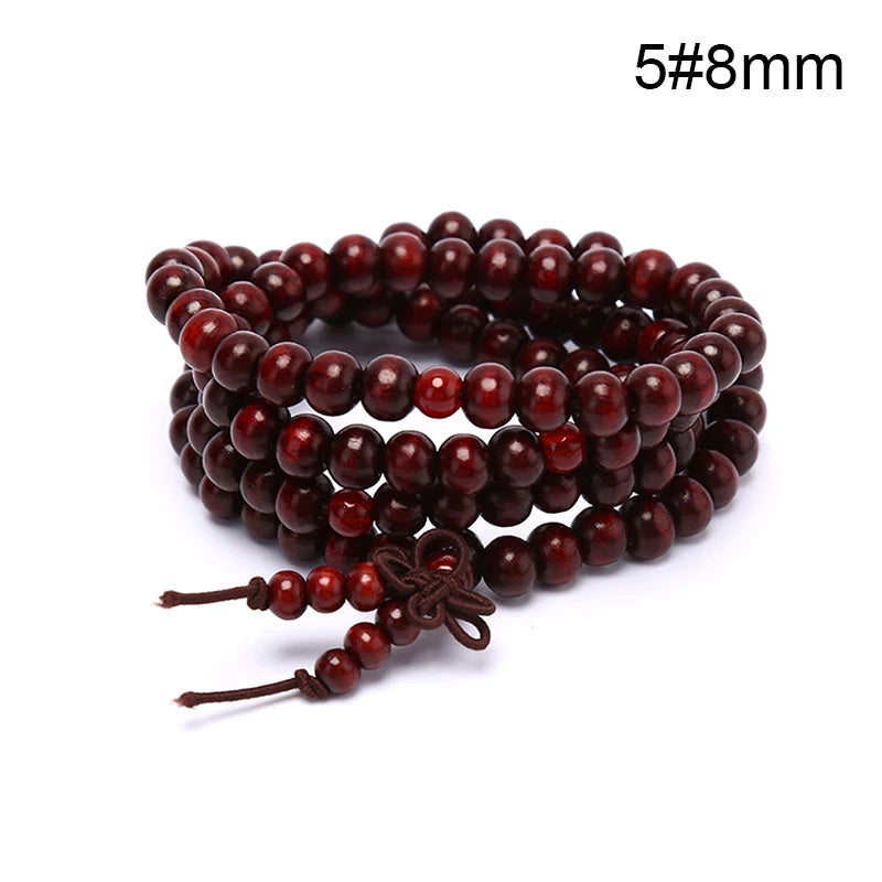 6/8mm Natural Sandalwood Buddhist Buddha Meditation Beads Bracelet For Women Men