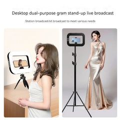 Rechargeable Handheld Ring Light with Adjustable Tripod Stand & Phone Holder. 3 Color Modes (Warm/Cool/Natural) & 10 Brightness