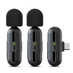 Basix Mini Wireless Lavalier Microphone Noise Cancelling for iPhone Android Cameras - Portable Wireless Mic for Live Interviews