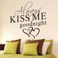 DIY Bedroom Quotes Decals Modern Art Wall Stickers Wall Decor Always Kiss Me Goodnight Removable Stickers Living Room Decoration