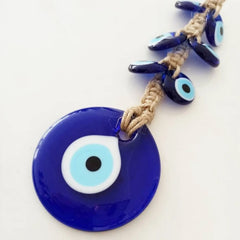 Evil Eye Glass Blue Turkish Evil Eye Pendant Wall Hanging Crystal Beads for Home Decor Living Room Wall Decoration Amulet Gift