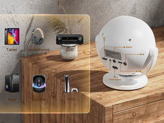 XBJ Mini  4K Home Theater Projector, Android WiFi 6 BT 5.0 Auto Keystone 360° Rotation Portable Video Projector for Outdoor Home