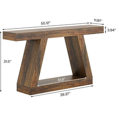 Farmhouse Console Table, 55-Inch Sofa Table with Storage, Industrial Wooden Entryway Table for Hallway, Living Room, Dark Brown Living Room Furniture