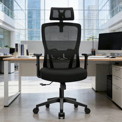 Durrafy Ergonomic Office Chair with Adjustable Headrest, Lumbar Support, Mesh Backrest, Computer Desk Chair for Office Furniture