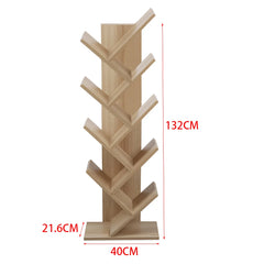 【Breeins】Rustic Standing Tree Bookshelf Wood Display Rack For Home Office FurnitureStorage Organizer Shelf Bookcase