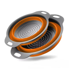 Silicone Folding Drain Basket Fruit Vegetable Washing Basket Foldable Strainer Colander Collapsible Drainer Kitchen Storage Kitchen Tools