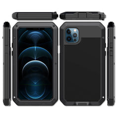 Heavy Duty Protection Armor Metal Aluminum Case for iPhone 16 15 14 13 12 mini 11 Pro 7 8 Plus XS Max XR SE 16e Shockproof Cover